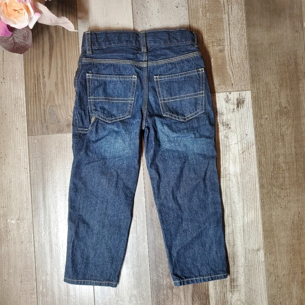 B'gosh Blue Jeans Workwear Straight Dark Wash Blue Size 3T 100% Cotton NWOT